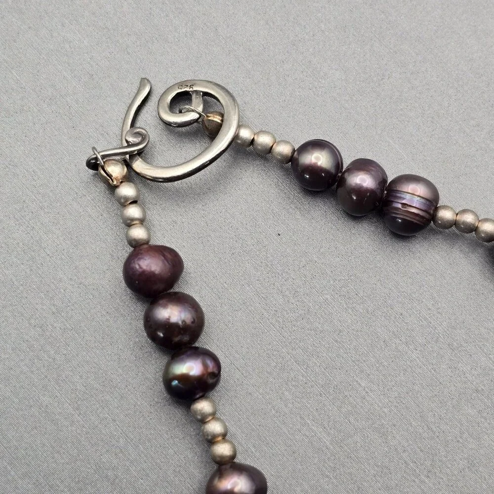 Peacock Baroque Pearl Purple Agate Pendant Sterling Silver Necklace 16